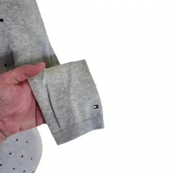 Tommy Hilfiger Sweater Grey Black Polkadot  Cotton Preppy Office 90s Women Small - Picture 6 of 9